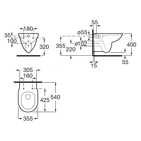 ROCA DEBBA Round Rimless чаша подвесного унитаза и крышка с сиденьем SUPRALIT, с анти-бактериальной структурой, с функцией медленного опускания (A34H996000) фото 2 Aquada.com.ua