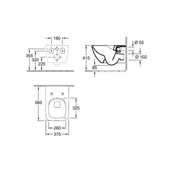VILLEROY & BOCH VENTICELLO унитаз 37,5*56см подвесной DirectFlush, с сидением Slimseat с функцией QuickRelease и SoftClosing (4611RS01) фото 2 Aquada.com.ua