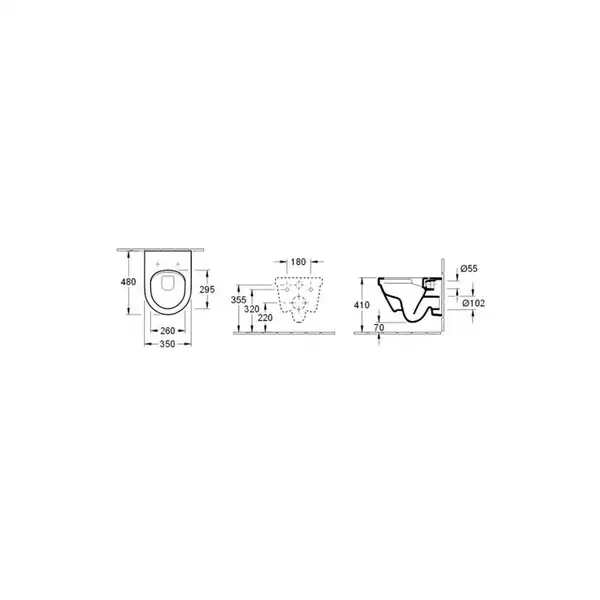 VILLEROY & BOCH ARCHITECTURA унитаз подвесной 35*48см, с вертикальным смывом DirectFlush, с сидением для унитаза, Quick Release, Soft Closing (4687HR01) фото 2 Aquada.com.ua