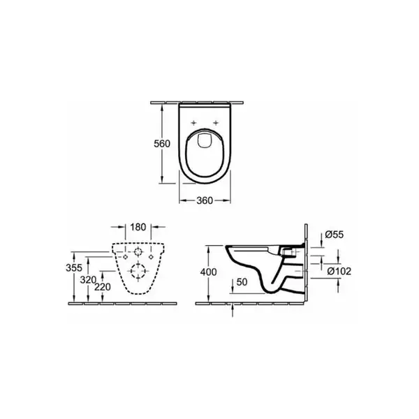 VILLEROY & BOCH O.NOVO унитаз подвесной DirectFlush, с крышкой для унитаза, с функцией Soft Closing (5660HR01) фото 2 Aquada.com.ua