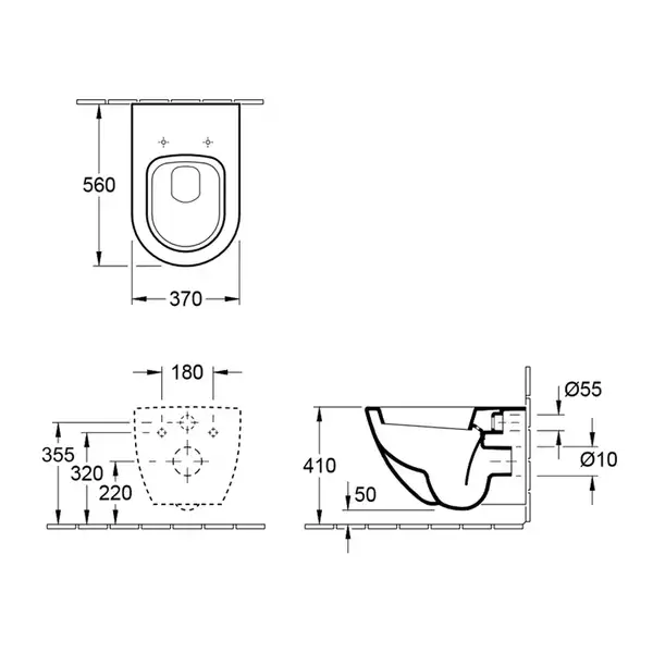 VILLEROY & BOCH SUBWAY унитаз 37*56см, подвесной, с вертикальным смывом, цвет Star White CeramicPlus (660010R2) фото 2 Aquada.com.ua