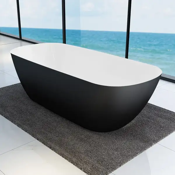 Ванна из искусственного камня Devit Laguna 180 x 80 x 56 см, чёрный матовый/белый (18056110B) фото 1 Aquada.com.ua