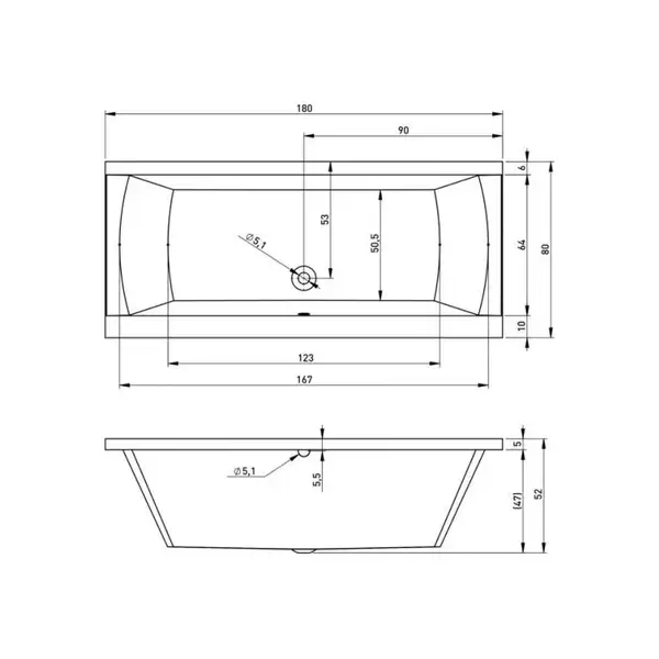 Ванна акриловая Devit Graphics 180 х 80 см (18081126) фото 2 Aquada.com.ua