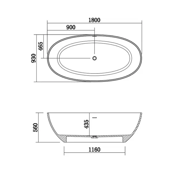 Ванна из искусственного камня Devit Acqa 180 x 93 x 56 см (18090155W) фото 3 Aquada.com.ua