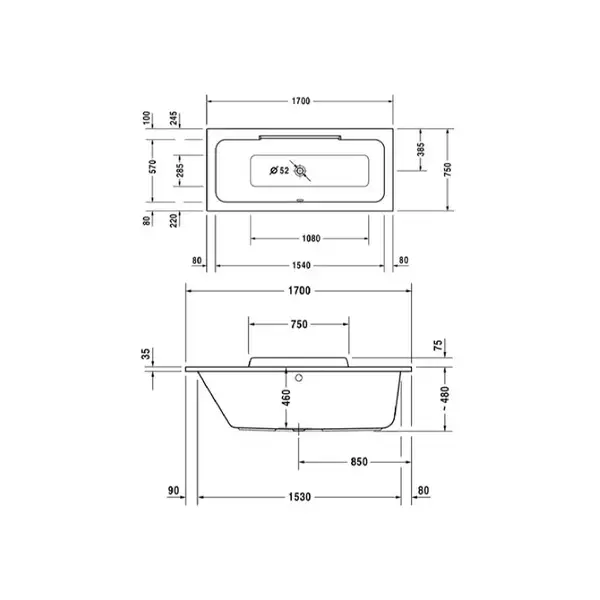 Ванна акриловая Duravit DuraStyle 170 х 75 см (700296000000000) фото 4 Aquada.com.ua