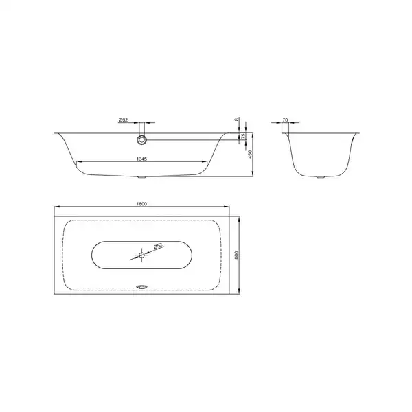 Ванна металлическая встраиваемая 180 х 80 см Grohe Essence (39617000) фото 5 Aquada.com.ua