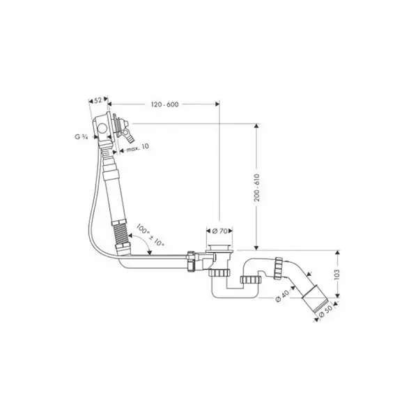 Слив-перелив Hansgrohe Exafill S (цвет - хром) (58116180) фото 2 Aquada.com.ua
