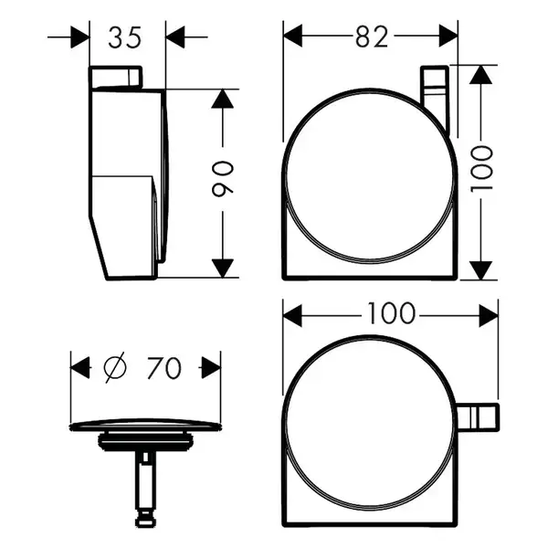 Накладки на слив-перелив для ванны Hansgrohe Exafill S (цвет - белый матовый) (58117700) фото 2 Aquada.com.ua