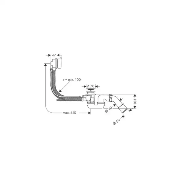 Слив-перелив Hansgrohe Flexaplus (цвет - хром) (58150000) фото 2 Aquada.com.ua