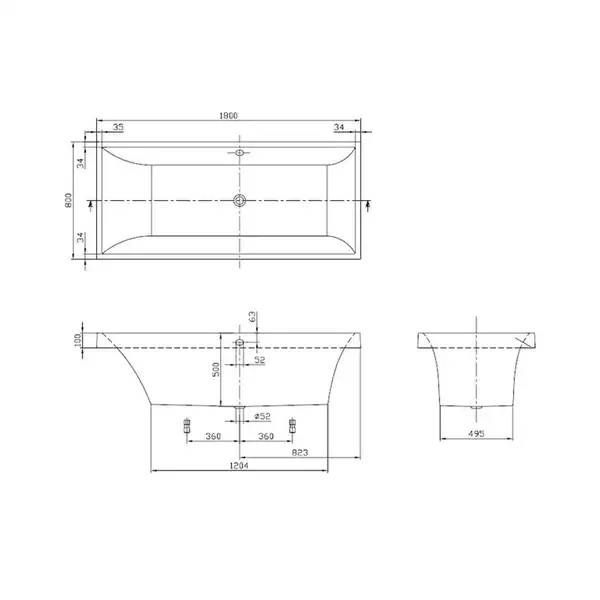 Ванна квариловая Villeroy & Boch Squaro 180 х 80 см+ ножки (UBQ180SQR2V-01) фото 2 Aquada.com.ua