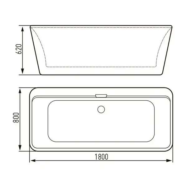 VOLLE Ванна 180*80*62см, отдельностоящая, слив-перелив, черно/белая (12-22-110black) фото 2 Aquada.com.ua