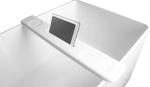 VOLLE Полка на ванну 87*11,5*2,4мм накладная каменная Solid surface, белый (18-40-403) фото 1 Aquada.com.ua