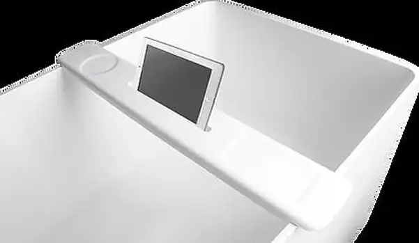 VOLLE Полка на ванну 87*11.5*2,4см накладная каменная Solid surface, Sand (18-40-403S) фото 1 Aquada.com.ua