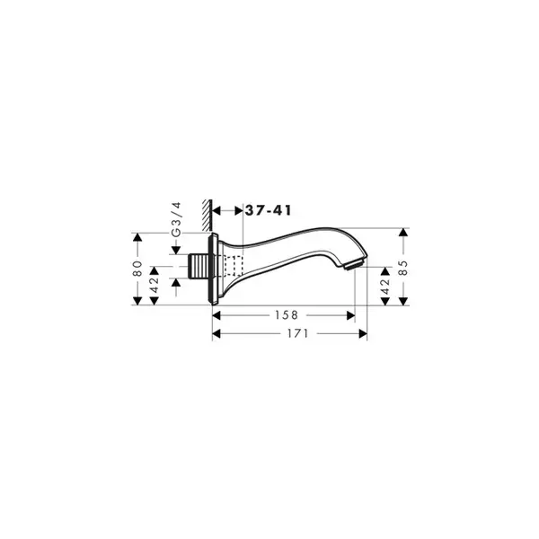 Излив на ванну Hansgrohe Metropol Classic (цвет - хром) (13425000) фото 2 Aquada.com.ua