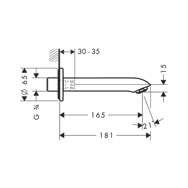 Излив для ванны Hansgrohe Metris (цвет - хром) (31494000) фото 2 Aquada.com.ua