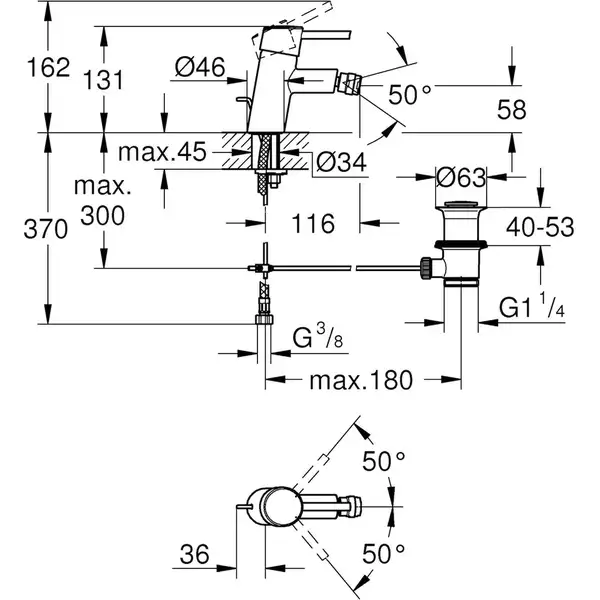 Змішувач для біде Grohe Concetto, хром (32208001)