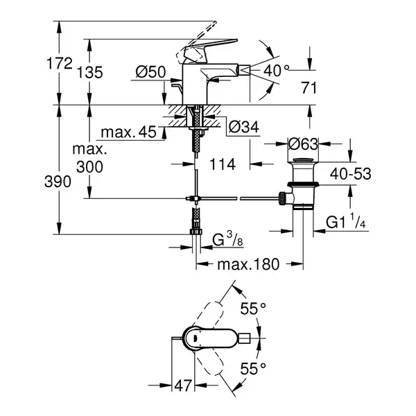 Grohe Eurosmart Cosmopolitan Смеситель для биде, хром (32839000)