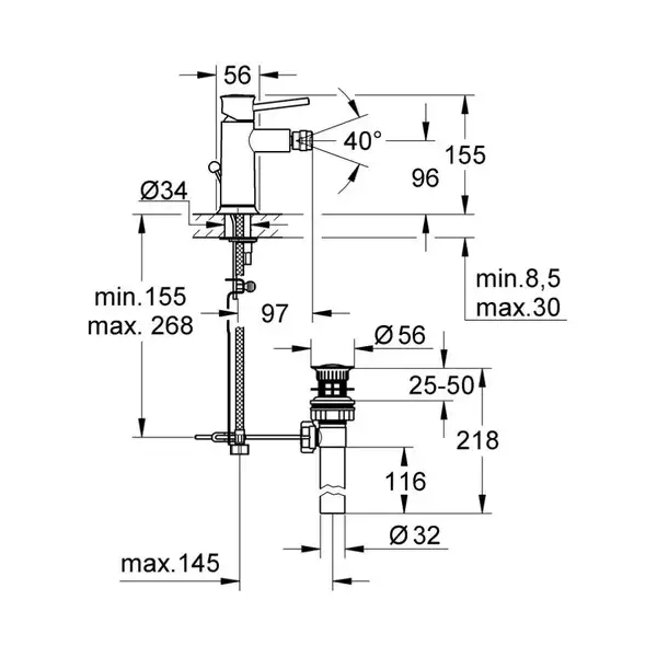 Grohe BauClassic Смеситель для биде, хром (32864000)
