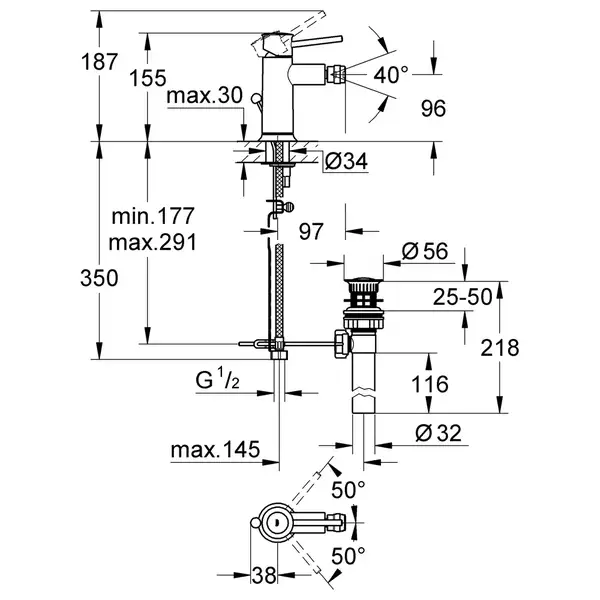 Grohe BauClassic Смеситель для биде, хром (32864000)