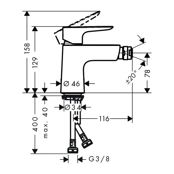Змішувач для біде Hansgrohe Talis E з донним клапаном push/open, хром (71721000)