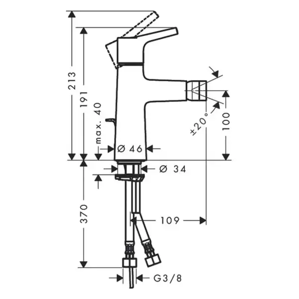 Змішувач для біде Hansgrohe Talis S 100 з донним клапаном, хром (72200000)