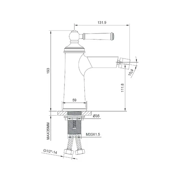 Смеситель для биде Imprese Hydrant (цвет - brushed nickel) (ZMK031806070) фото 2 Aquada.com.ua
