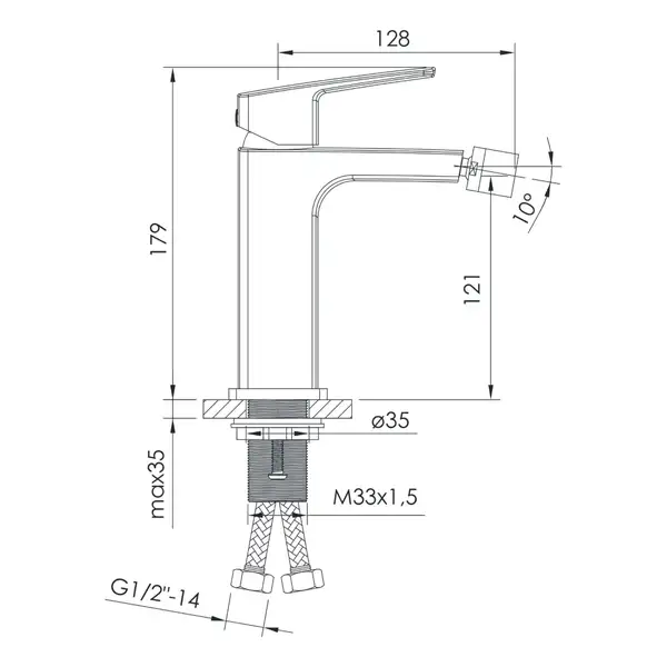 IMPRESE GRAFIKY смеситель для биде, хром, 35 мм (ZMK061901070) фото 2 Aquada.com.ua