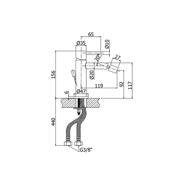 Смеситель для биде Paffoni Stell, без донного клапана (STEEL031AC) фото 2 Aquada.com.ua
