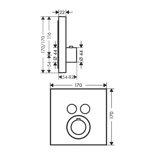 Термостат для душу Axor Shower Select square на 2 режиму, хром (36715000)