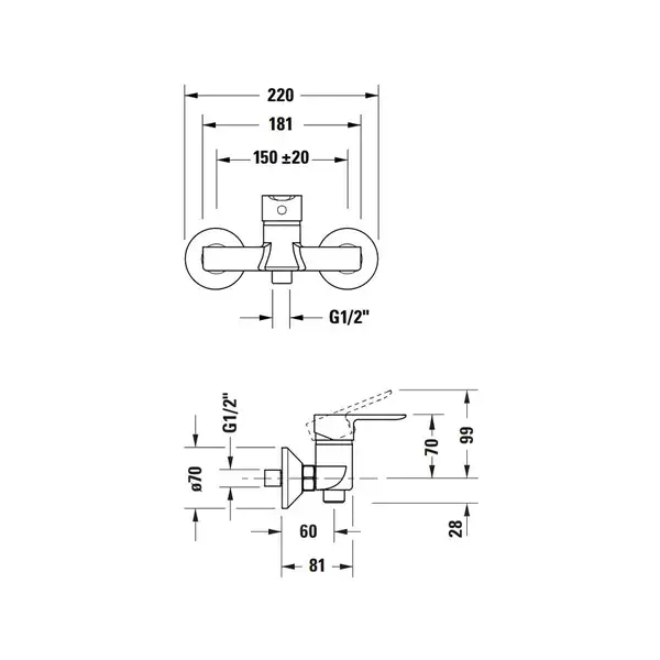 Смеситель для душа Duravit A.1 (цвет - хром) (A14230000010) фото 2 Aquada.com.ua