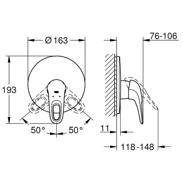 Смеситель однорычажный для ванны Grohe Eurostyle (цвет - хром/белый) (19507LS3) фото 4 Aquada.com.ua