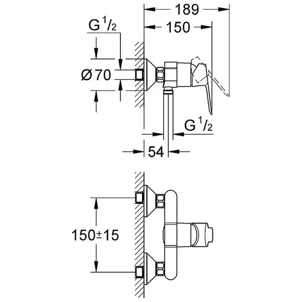 Змішувач для душа Grohe Bauedge, хром (23333000)