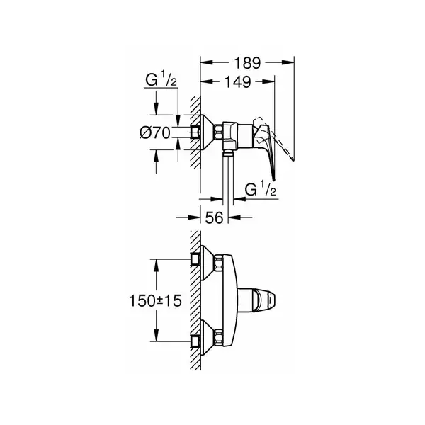 Смеситель для душа Grohe Bau Flow (цвет - хром) (23632000)