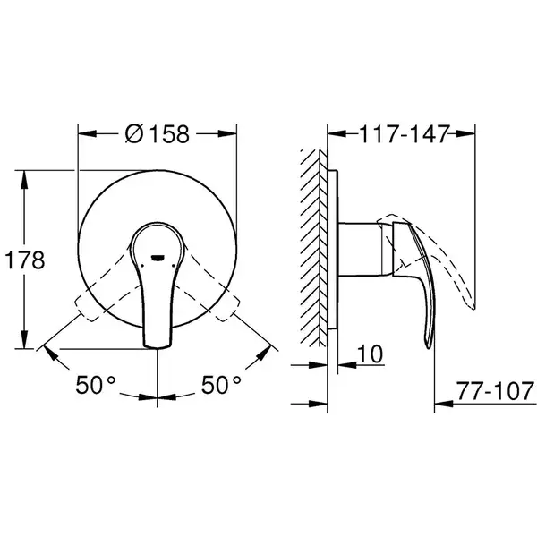 GROHE Одноважільний змішувач на 1 вихід Eurosmart  (24042002) фото 5 Aquada.com.ua