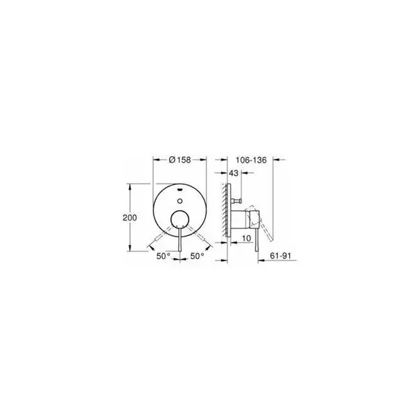 Змішувач прихованого монтажу для 1 споживача Grohe Essence New (24057001)