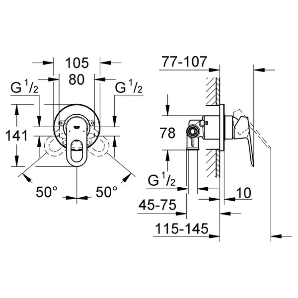 Grohe BauLoop Смеситель скрытого монтажа, хром (29042000)