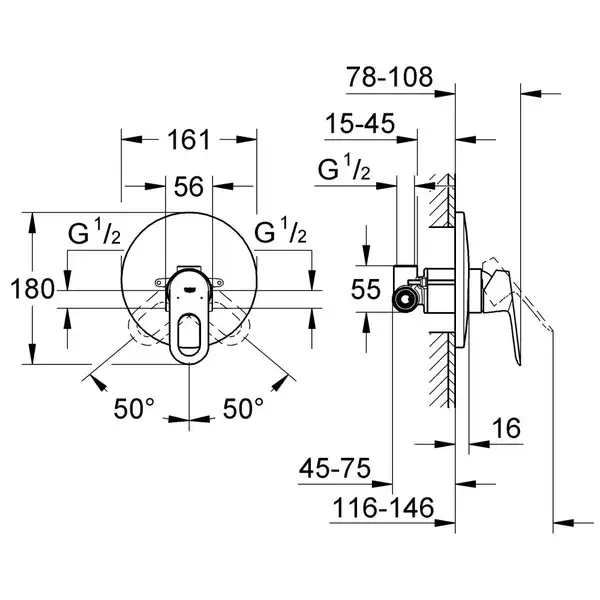 Grohe BauLoop Смеситель для душа, хром (29080000)