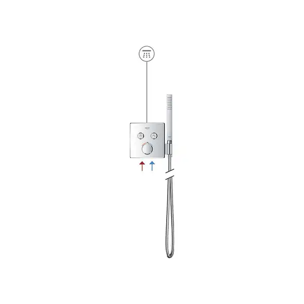 Термостат для ванны на 2 выхода Grohe Grohtherm SmartControl (цвет - хром), со встроенным держателем для ручного душа (29125000) фото 3 Aquada.com.ua