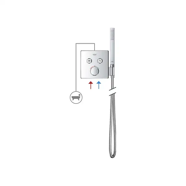 Термостат для ванны на 2 выхода Grohe Grohtherm SmartControl (цвет - хром), со встроенным держателем для ручного душа (29125000) фото 7 Aquada.com.ua
