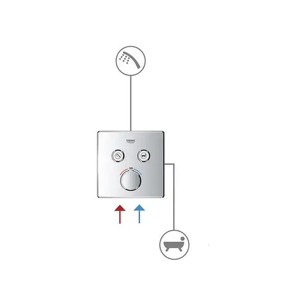 Смеситель для ванны/душа на 2 выхода Grohe SmartControl (цвет - хром) (29148000) фото 5 Aquada.com.ua