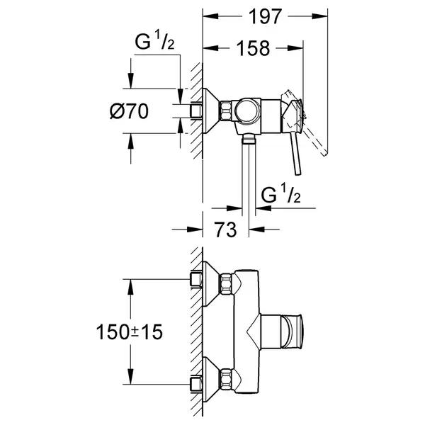 Grohe BauClassic Смеситель для душа, хром (32867000)