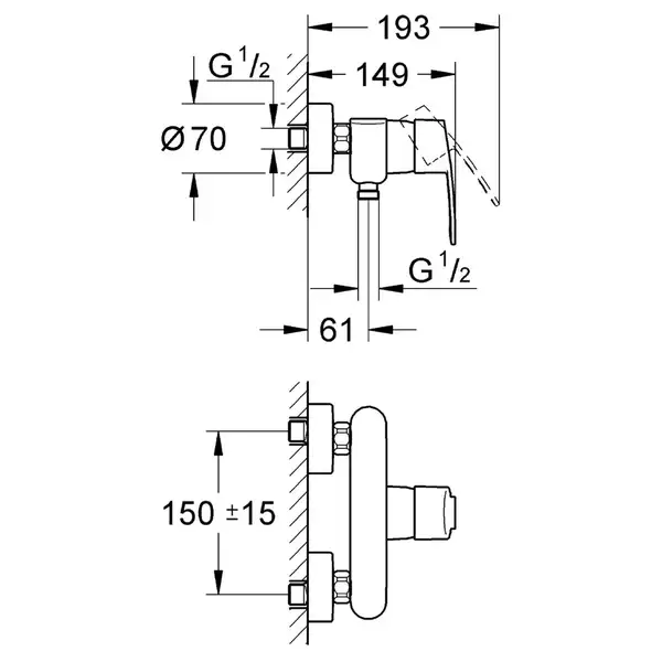GROHE Смеситель для душа EUROSTYLE COSMOPOLITAN (33590002) фото 3 Aquada.com.ua