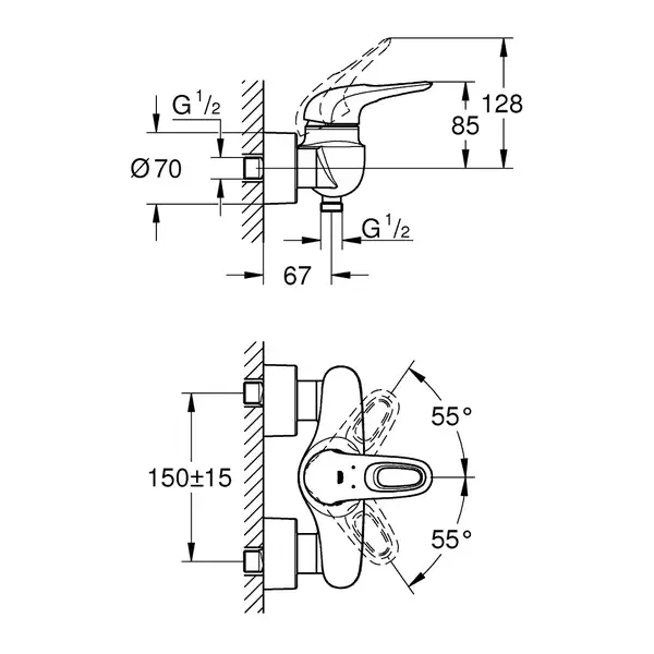 Змішувач для душу Grohe Eurostyle (33590003)