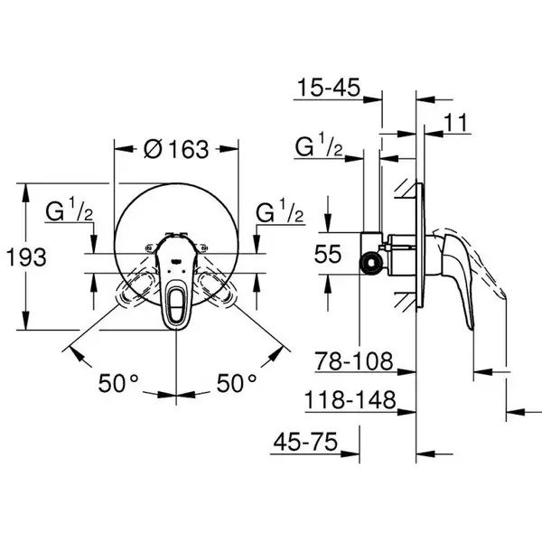 Grohe Eurostyle Смеситель для душа скрытого монтажа, хром (33635003)