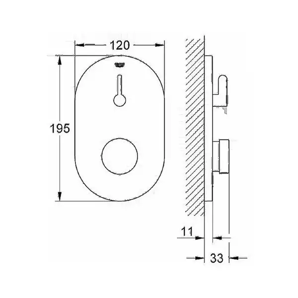 GROHE  Смеситель для душа, встраиваемый, внешняя часть Eurosmart Cosmopolitan S (36321000) фото 2 Aquada.com.ua