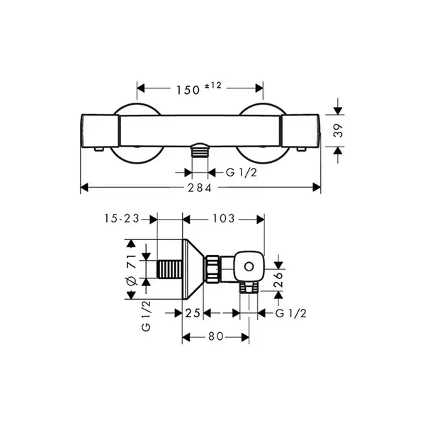 GROHE Hansgrohe Термостат для душа с подключением шланга Ecostat Universal (13122000) фото 2 Aquada.com.ua