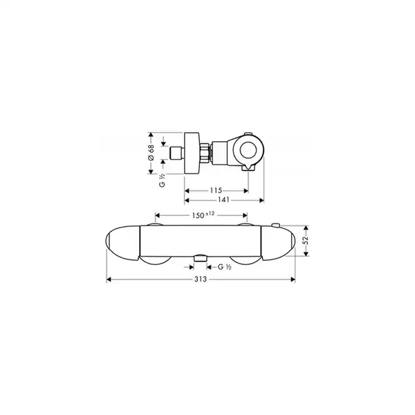 Термостат для душа Hansgrohe Ecostat Ecomax (цвет - хром) (13356000) фото 2 Aquada.com.ua