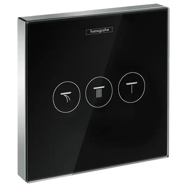 HANSGROHE ShowerSelect Модуль с тремя запорными клапанами, стеклянный, черный/хром (15736600) фото 1 Aquada.com.ua