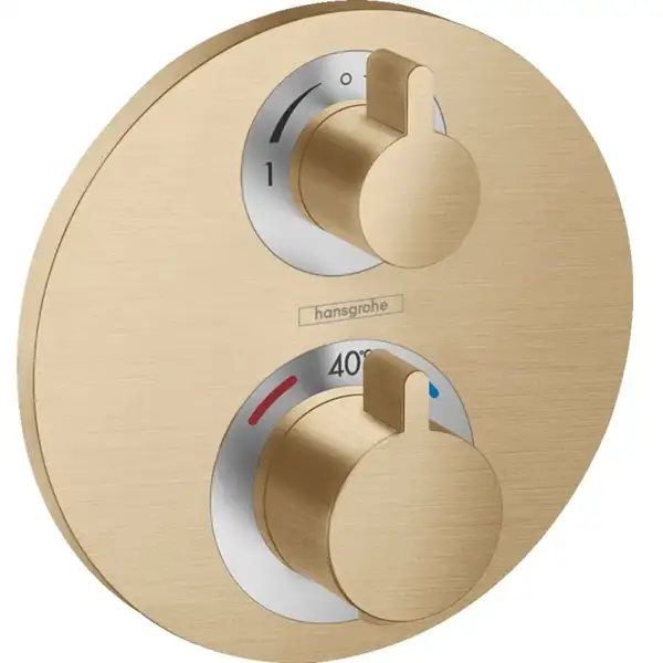 Термостат с запорным/переключающим вентилем Hansgrohe Ecostat S (цвет - шлифованная бронза) (15758140)