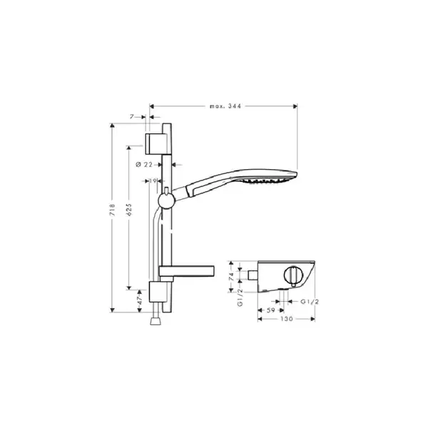 Душевой гарнитур с термостатом Hansgrohe Raindance Select (белый/хром) (27036400) фото 2 Aquada.com.ua